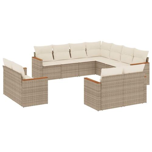 Sofasæt til haven 11 dele med hynder polyrattan beige