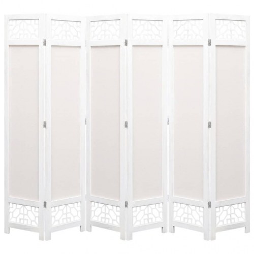 6-panels rumdeler 210 x 165 cm stof cremefarvet