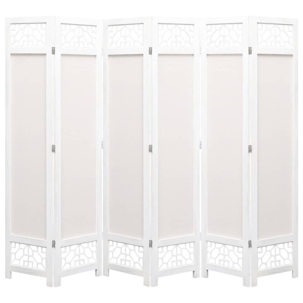 6-panels rumdeler 210 x 165 cm stof cremefarvet