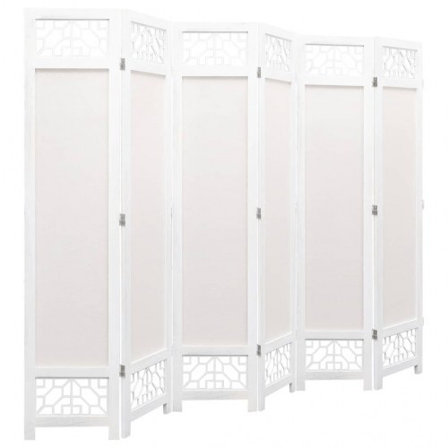 6-panels rumdeler 210 x 165 cm stof cremefarvet