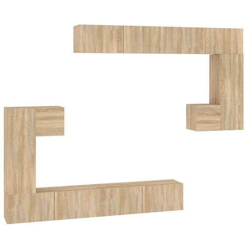 Væghængt tv-bord 37x37x72 cm konstrueret træ sonoma-eg