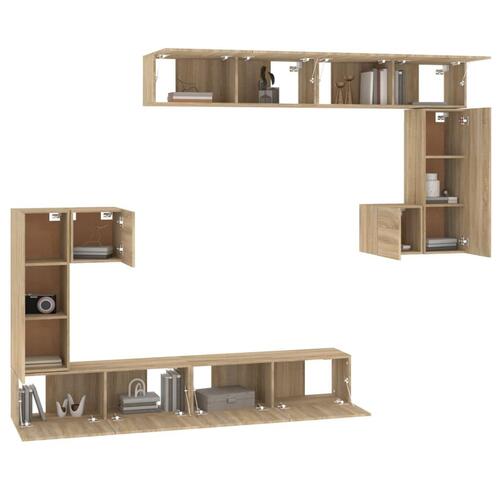 Væghængt tv-bord 37x37x72 cm konstrueret træ sonoma-eg