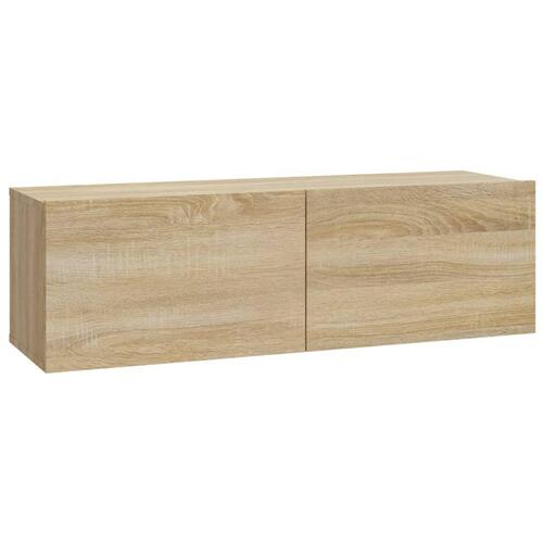 Væghængt tv-bord 37x37x72 cm konstrueret træ sonoma-eg