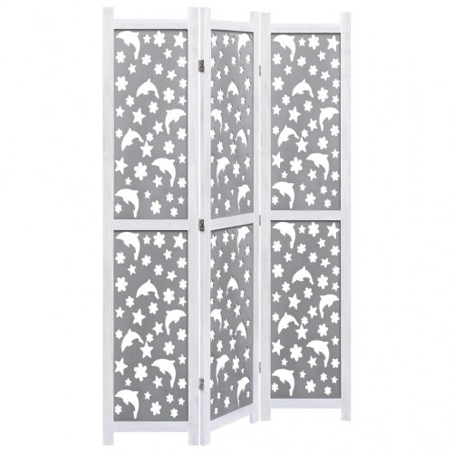 3-panels rumdeler 105 x 165 cm massivt træ grå