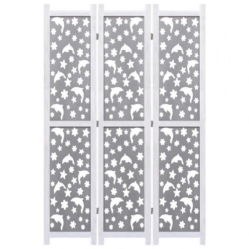 3-panels rumdeler 105 x 165 cm massivt træ grå