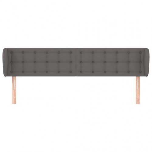 Sengegavl med kanter 203 x 23 x 78/88 cm kunstlæder - grå