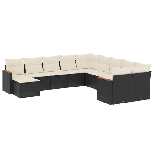 Sofasæt til haven 11 dele med hynder polyrattan sort