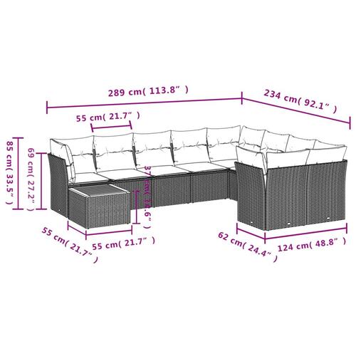 Sofasæt til haven 10 dele med hynder polyrattan sort