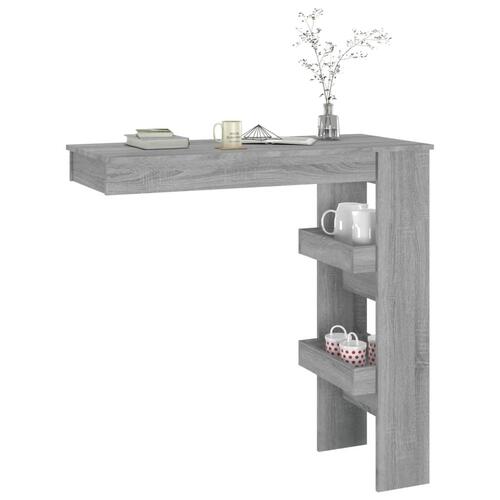 Væghængt barbord 102x45x103,5 cm konstrueret træ grå sonoma-eg