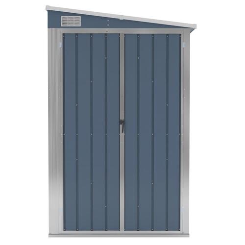 Vægmonteret haveskur 118x194x178 cm galvaniseret stål grå
