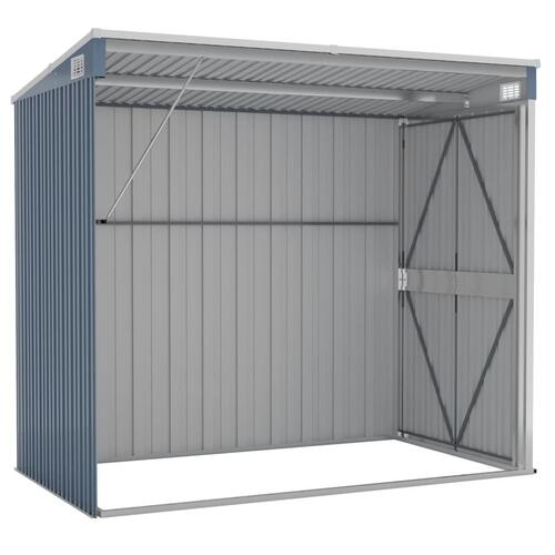 Vægmonteret haveskur 118x194x178 cm galvaniseret stål grå