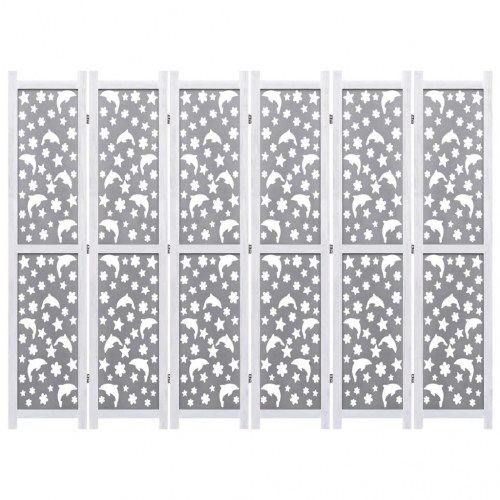 6-panels rumdeler 210 x 165 cm massivt træ grå