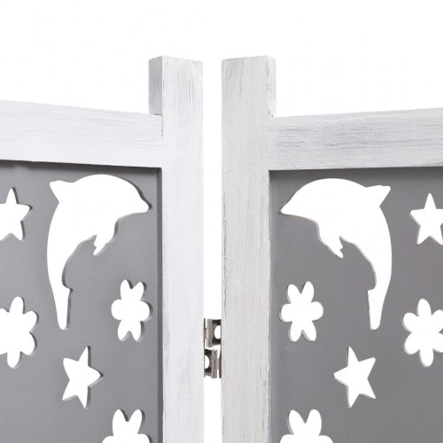 6-panels rumdeler 210 x 165 cm massivt træ grå