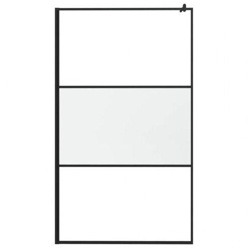 Brusevæg med hylde 115x195 cm sikkerhedsglas og aluminium sort