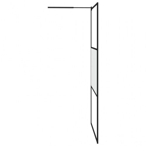 Brusevæg med hylde 115x195 cm sikkerhedsglas og aluminium sort