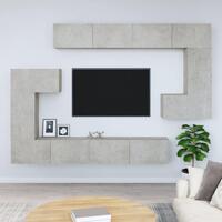 Væghængt tv-bord 37x37x72 cm konstrueret træ betongrå