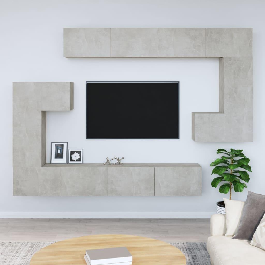 Væghængt tv-bord 37x37x72 cm konstrueret træ betongrå