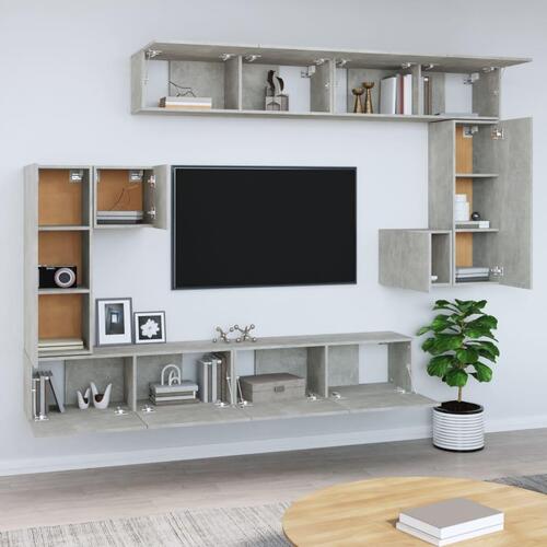 Væghængt tv-bord 37x37x72 cm konstrueret træ betongrå
