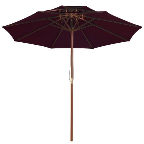 Dobbelt parasol med træstang 270 cm bordeaux