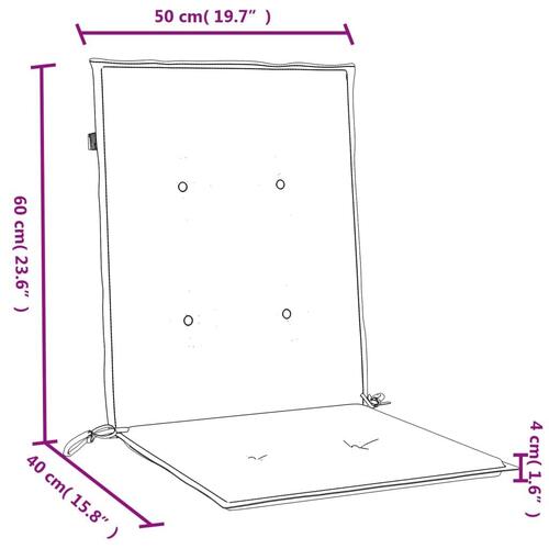 Stolehynder med lav ryg 4 stk. 100x50x4 cm stof cremefarvet