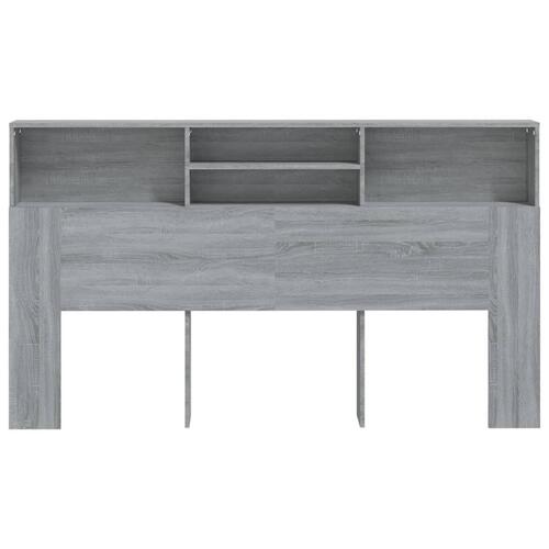 Sengegavl med opbevaring 180x19x103,5 cm grå sonoma-eg