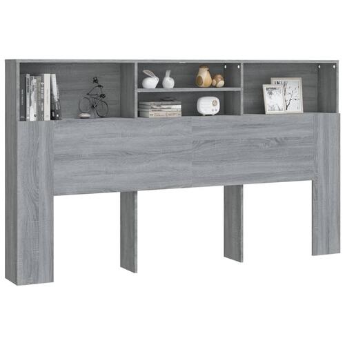 Sengegavl med opbevaring 180x19x103,5 cm grå sonoma-eg