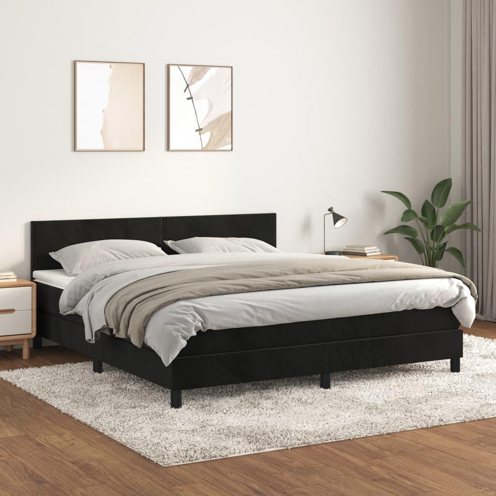 Kontinentalseng med madras 160x200 cm fløjl sort billede
