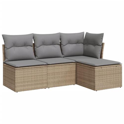 Sofasæt til haven 4 dele med hynder polyrattan beige
