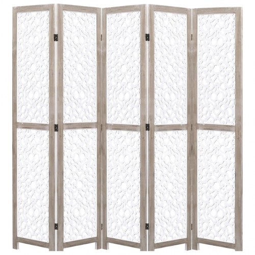 5-panels rumdeler 175 x 165 cm massivt træ hvid