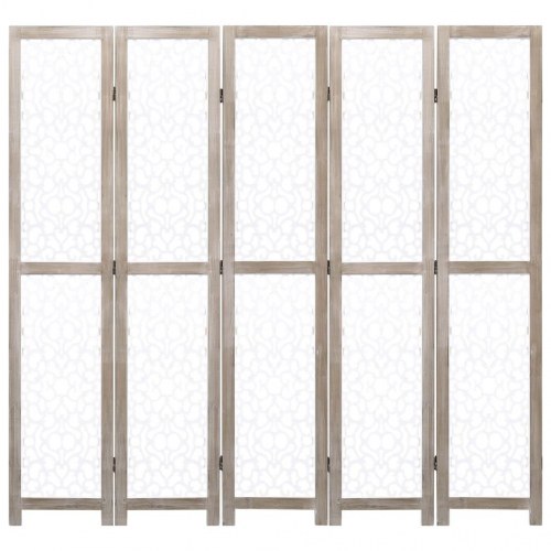 5-panels rumdeler 175 x 165 cm massivt træ hvid