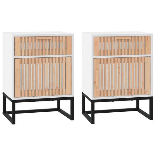 Sengeborde 2 stk. 40x30x55,5 cm konstrueret træ og jern hvid