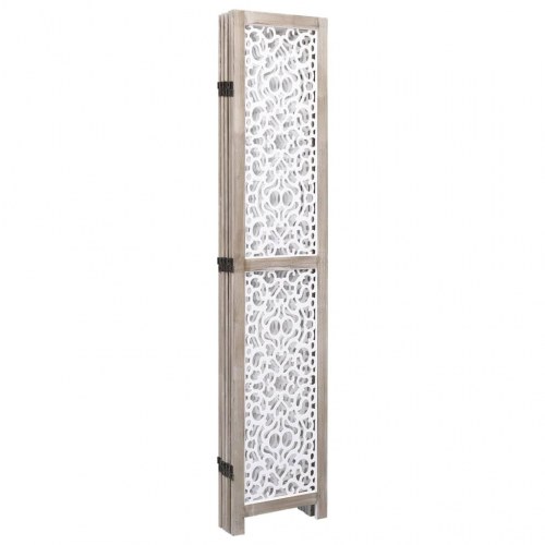 5-panels rumdeler 175 x 165 cm massivt træ hvid