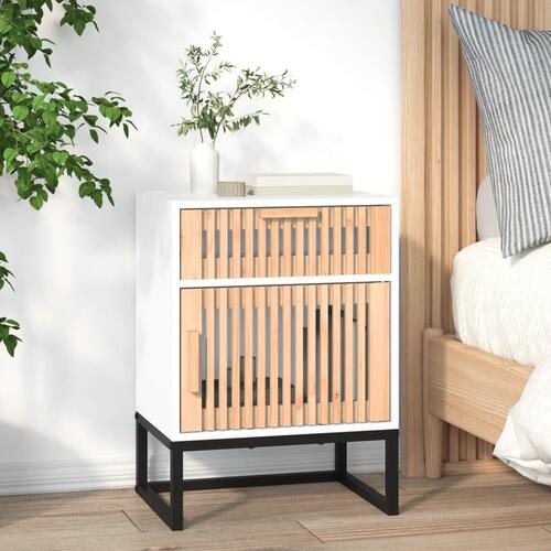 Sengeborde 2 stk. 40x30x55,5 cm konstrueret træ og jern hvid