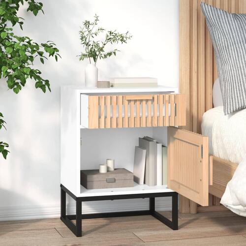 Sengeborde 2 stk. 40x30x55,5 cm konstrueret træ og jern hvid