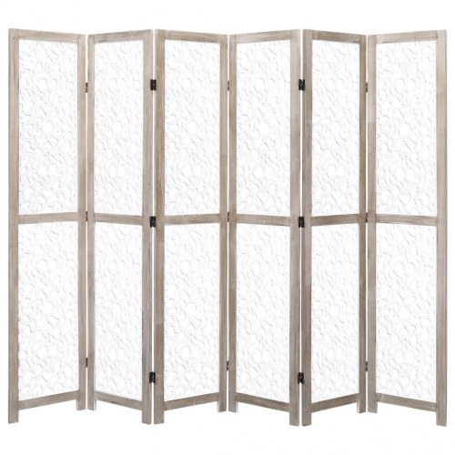 6-panels rumdeler 210 x 165 cm massivt træ hvid