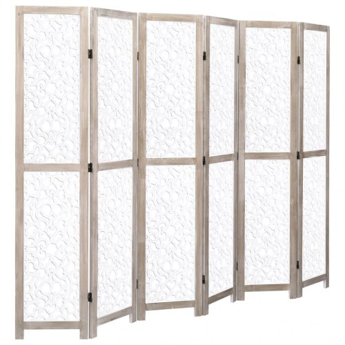 6-panels rumdeler 210 x 165 cm massivt træ hvid