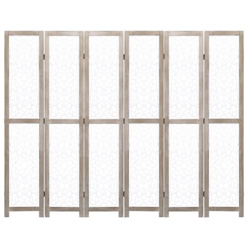 6-panels rumdeler 210 x 165 cm massivt træ hvid