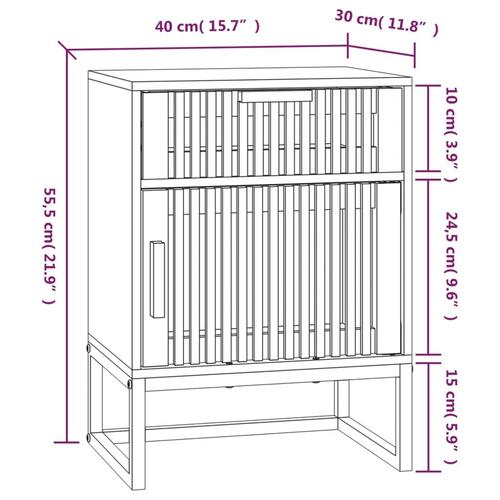 Sengeborde 2 stk. 40x30x55,5 cm konstrueret træ og jern hvid