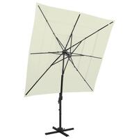 Parasol med aluminiumsstang 4 niveauer 250x250 cm sandfarvet