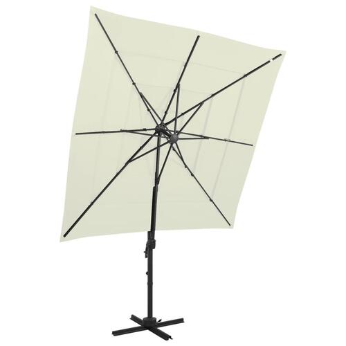 Parasol med aluminiumsstang 4 niveauer 250x250 cm sandfarvet