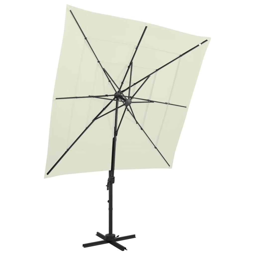 Parasol med aluminiumsstang i 4 niveauer 250x250 cm sandfarvet