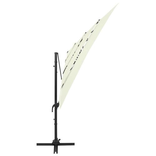 Parasol med aluminiumsstang 4 niveauer 250x250 cm sandfarvet