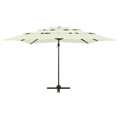 Parasol med aluminiumsstang 4 niveauer 250x250 cm sandfarvet