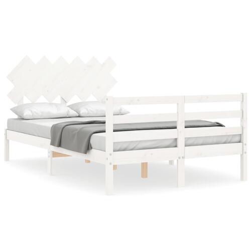 Sengeramme med sengegavl Small Double massivt træ hvid