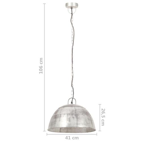 Industriel vintage hængelampe 25 W rund 41 cm E27 sølvfarvet
