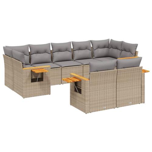 Sofasæt til haven 9 dele med hynder polyrattan beige