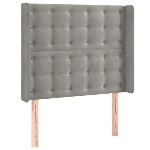 Sengegavl med kanter 83×16×118/128 cm - fløjl, lysegrå