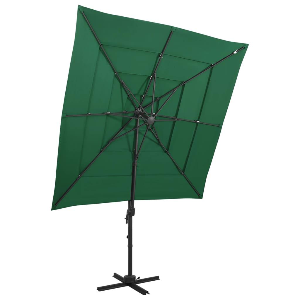 Parasol med aluminiumsstang 4 niveauer 250x250 cm grøn