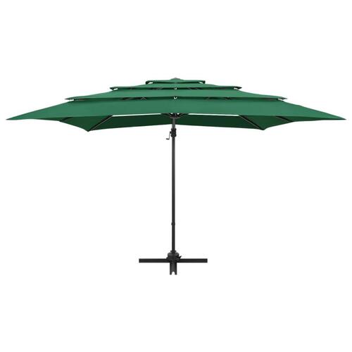 Parasol med aluminiumsstang 4 niveauer 250x250 cm grøn