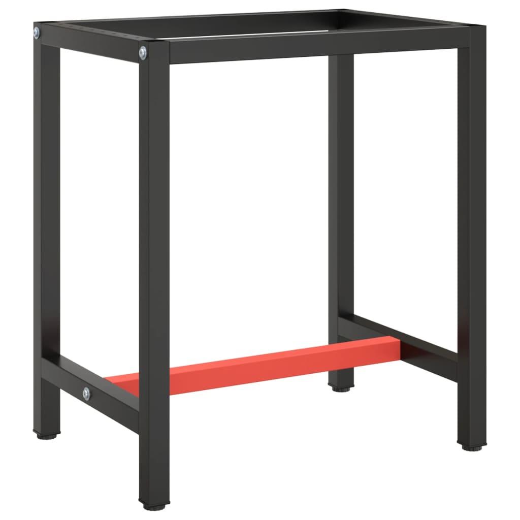Stel til arbejdsbænk 70x50x79 cm metal mat sort og mat rød